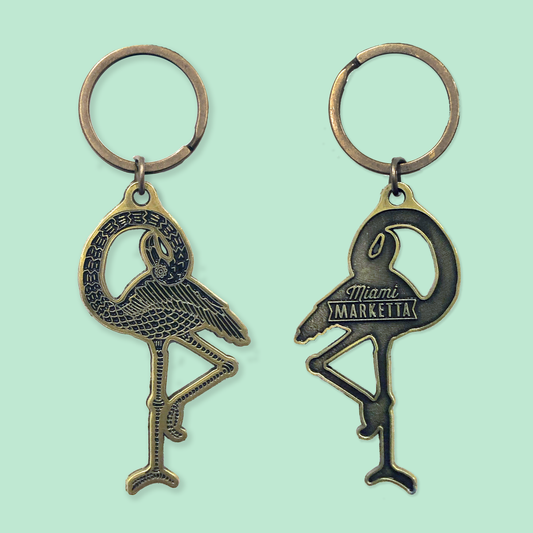 Flamingo Keyring - Brass/Black